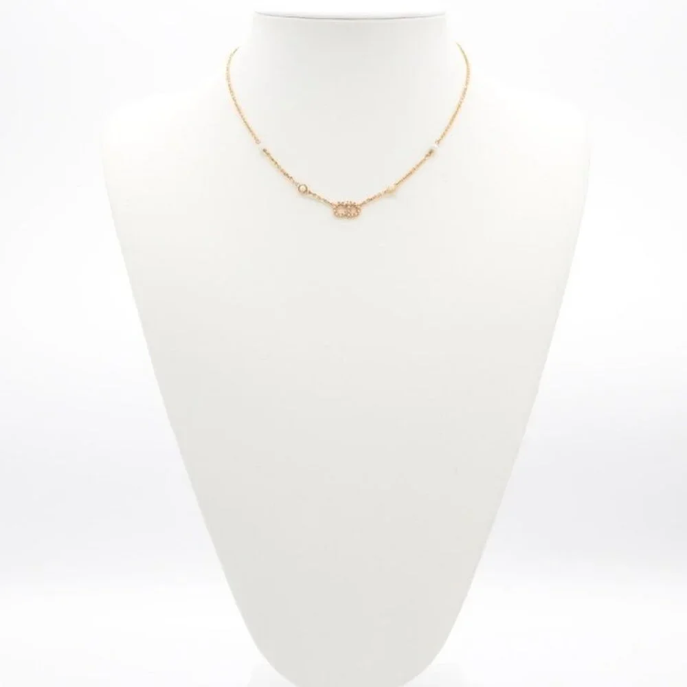 Christian Dior Clairdlune Necklace Pendant Choker Gold CD Logo - Picture 8 of 10
